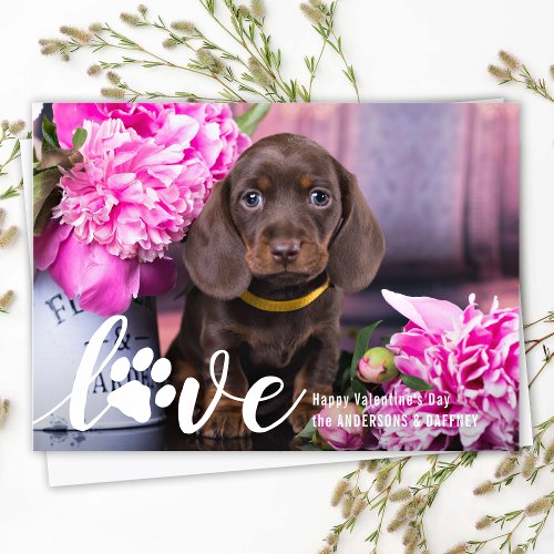 LOVE Valentines Day Custom Pet Puppy Dog Photo  Holiday Card