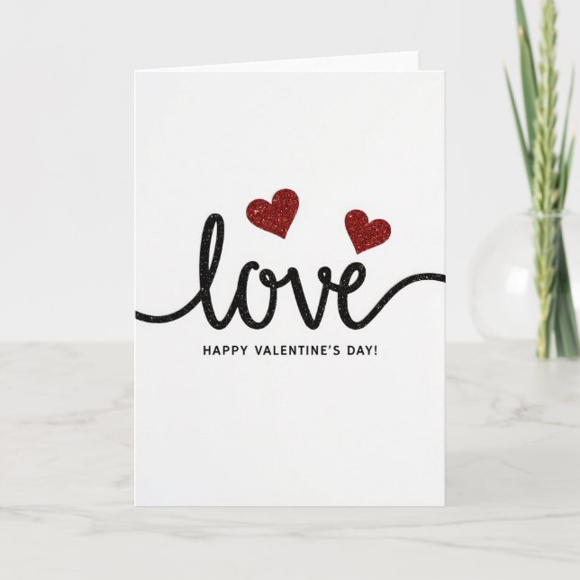 Love Valentines Day Glitter Card (Front)