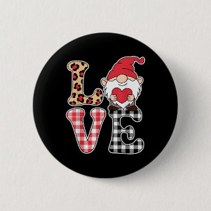 Love Valentines Day Gnomes Cute Red Hearts Gnome Button
