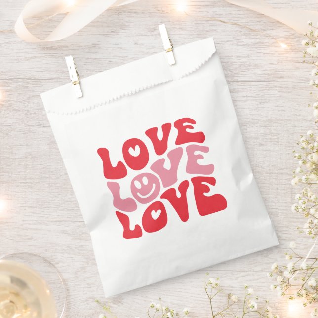 Love Valentine's Day Groovy Funny Holiday  Favor Bag (Clipped)