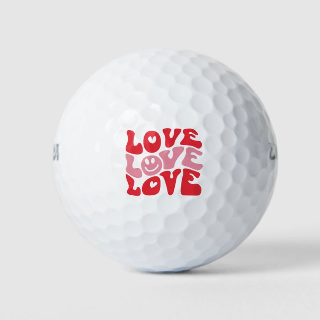 Love Valentine's Day Groovy Funny Holiday  Golf Balls (Front)