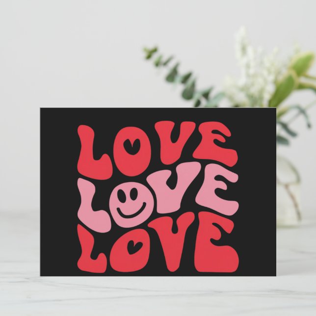Love Valentine's Day Groovy Funny Holiday  Invitation (Standing Front)