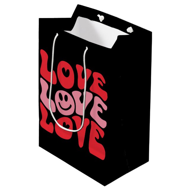 Love Valentine's Day Groovy Funny Holiday  Medium Gift Bag (Front Angled)