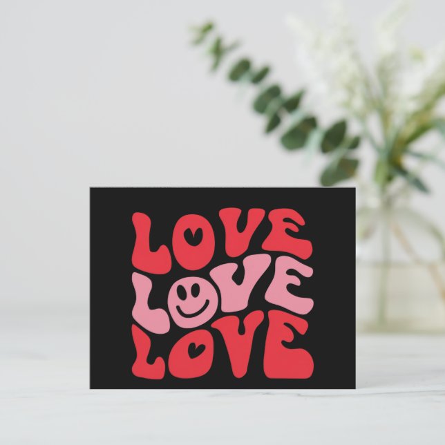 Love Valentine's Day Groovy Funny Holiday  Postcard (Standing Front)