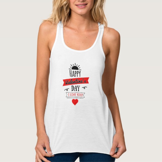Love Valentine's Day Heart Couples Cute Funny Gift Tank Top (Front)
