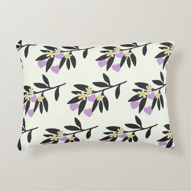 Love Valentine's Day Hearts Branch Flowers Pattern Accent Pillow (Front)