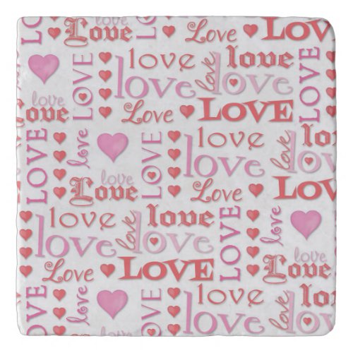 Love Valentines Day Hearts Typography Red Pink Trivet