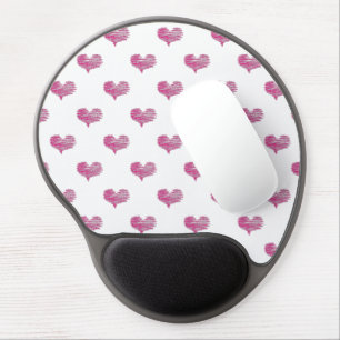 Love Valentine's Day Hot Pink Heart Sketch Gel Mouse Pad