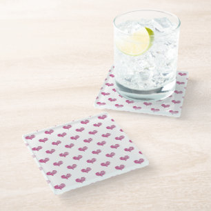 Love Valentine's Day Hot Pink Heart Sketch Glass Coaster