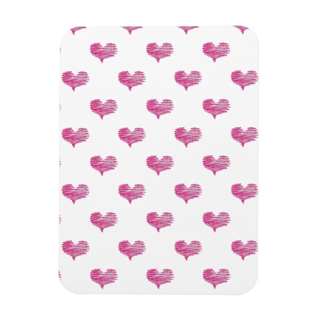 Love Valentine's Day Hot Pink Heart Sketch Magnet (Vertical)