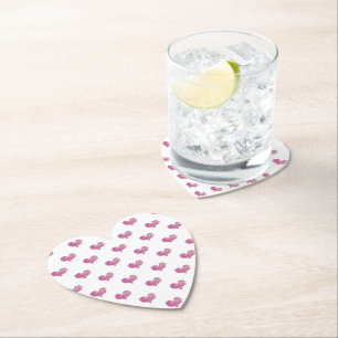 Love Valentine's Day Hot Pink Heart Sketch Paper Coaster