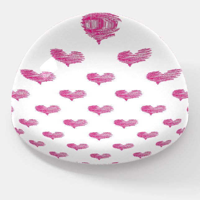 Love Valentine's Day Hot Pink Heart Sketch Paperweight (Angled)