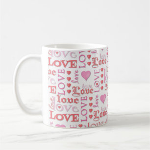 Love Valentine's Day Love Cute Calligraphy Pink Coffee Mug
