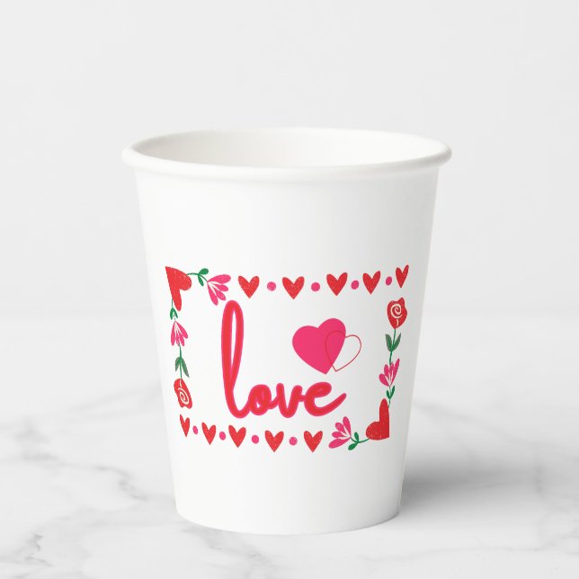 Love Valentine's Day Paper Cups (Front)