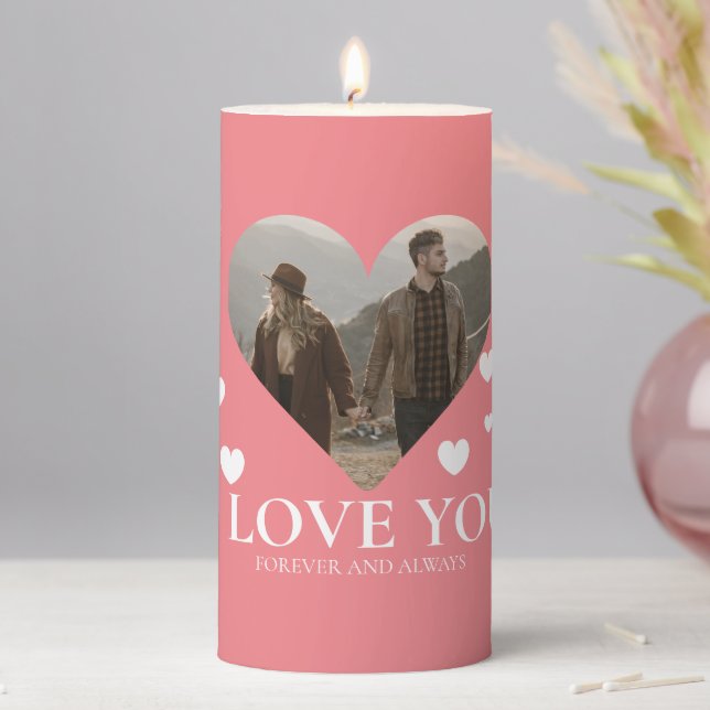 Love valentine's day Personalized Couples Photo Pillar Candle (In Situ)