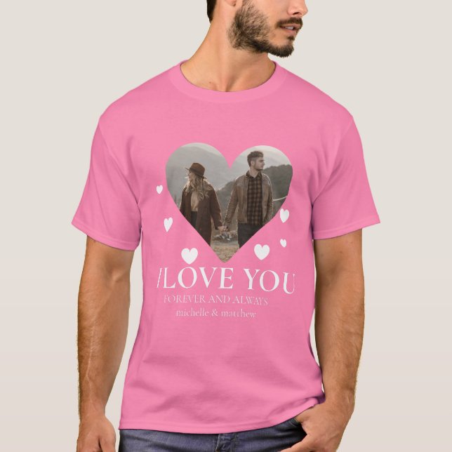 Love valentine's day Personalized Couples Photo T-Shirt (Front)