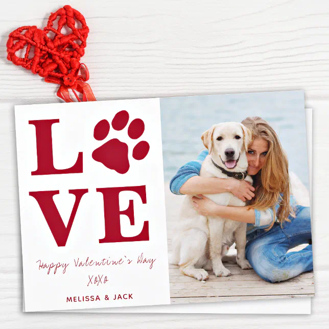 Love Valentines Day Pet Dog Photo Holiday Card | Zazzle