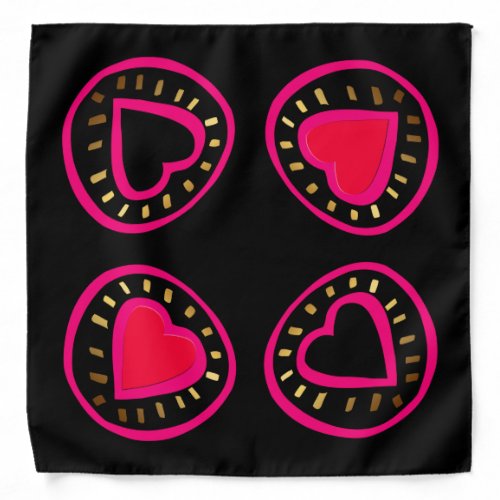 Love Valentines Day Pink Heart in relief Bandana