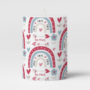 Love Valentines Day Rainbow Pillar Candle