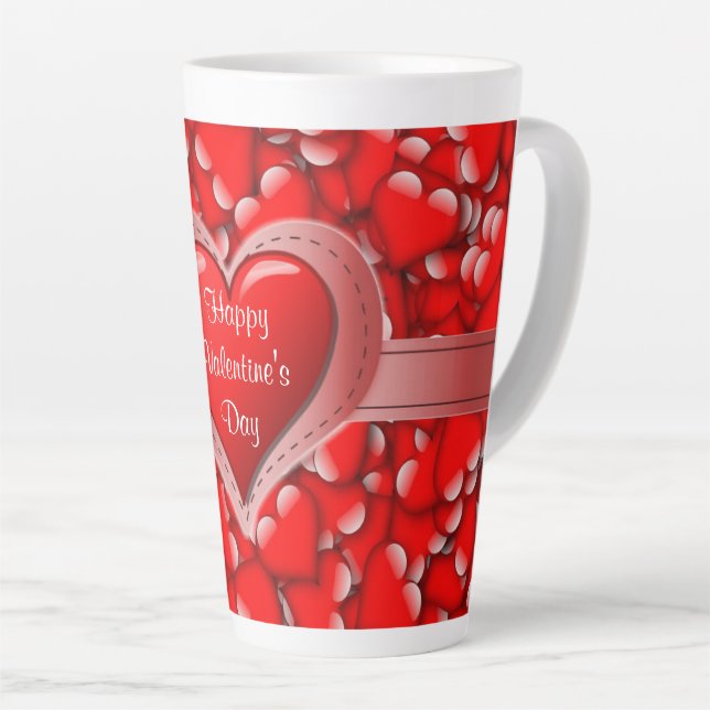 Love Valentines Day Red Heart Latte Mug (Right Angle)