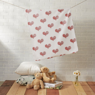 Love Valentine's Day Red Heart Sketch Baby Blanket