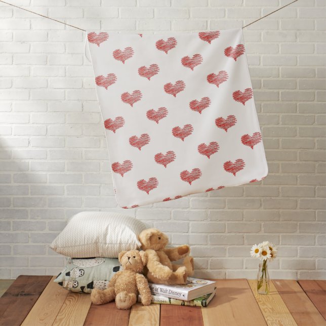 Love Valentine's Day Red Heart Sketch Baby Blanket (In Situ)