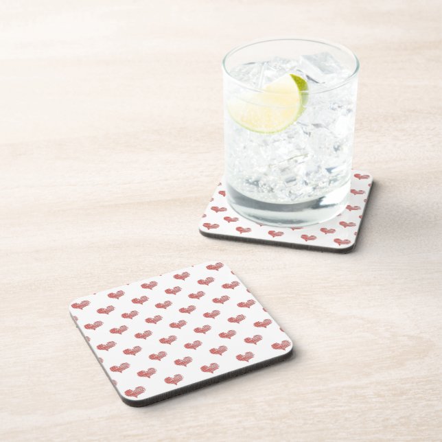 Love Valentine's Day Red Heart Sketch Beverage Coaster (Right Side)