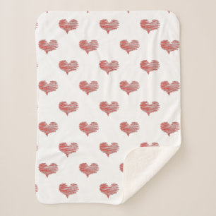 Love Valentine's Day Red Heart Sketch Sherpa Blanket