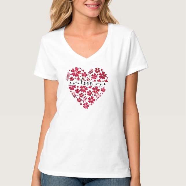 Love Valentine's day red heart T-Shirt (Front)