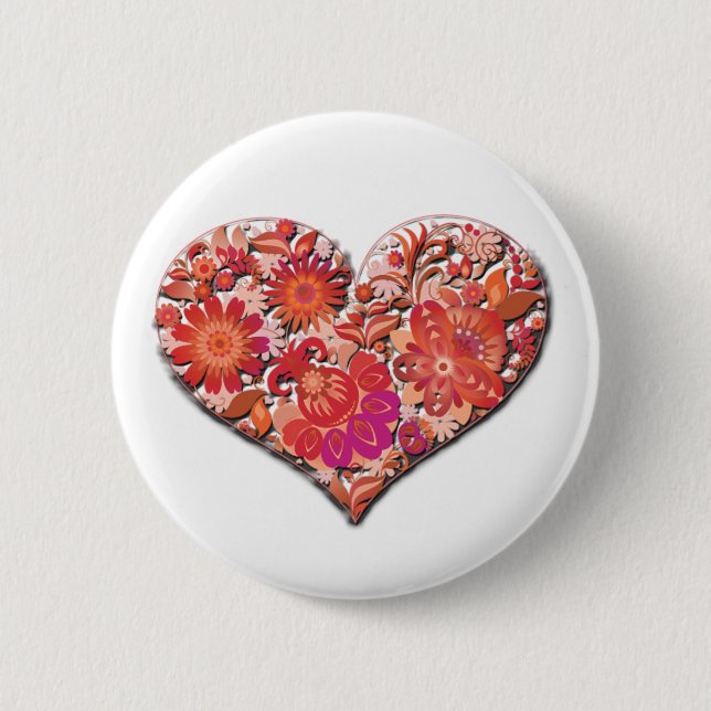 Love Valentine's Day Red Heart Vector Valentine Button (Front)