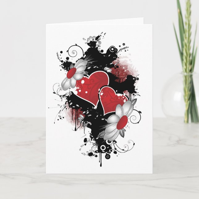 Love Valentine's Day Red Hearts Vector Valentine Holiday Card (Front)