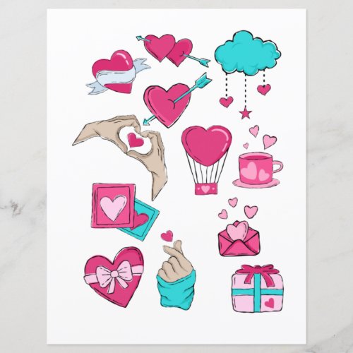 Love Valentines Day Romantic Scrapbook elements 
