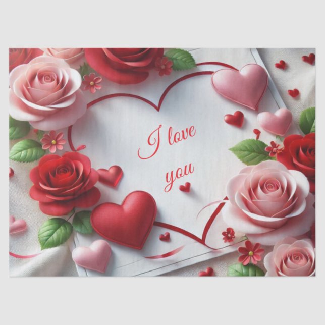 Love Valentine's Day Roses Tissue Paper (Front)