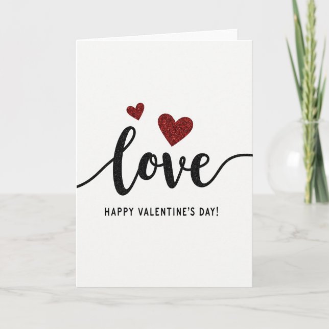 Love Valentines Day Sparkle Card (Front)