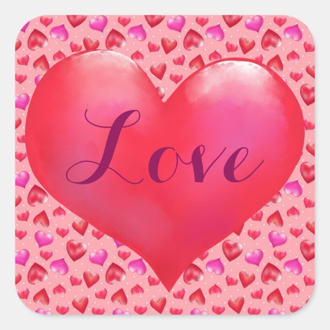Love, Valentine's Day Square Stickers, Glossy Sticker (Front)