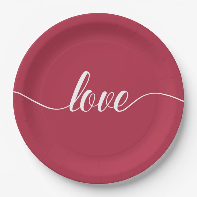 Love Valentine's Day Typography | Paper Plate (Front)