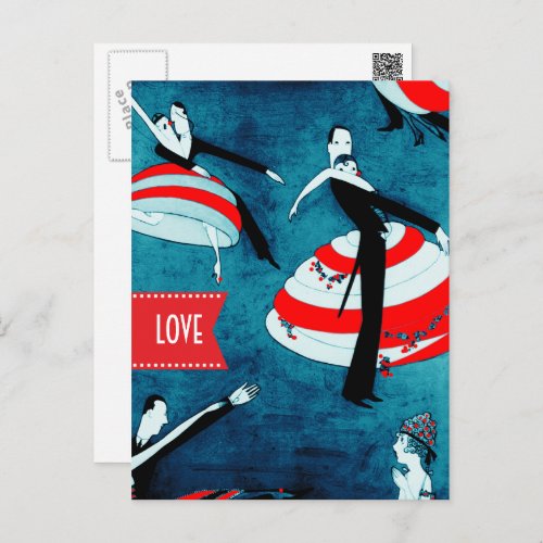 Love Valentines Day Vintage Art Deco Holiday Postcard