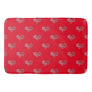 Love Valentine's Day White Heart Sketch Bath Mat