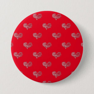Love Valentine's Day White Heart Sketch Button