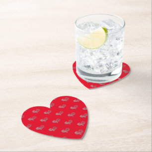 Love Valentine's Day White Heart Sketch Paper Coaster