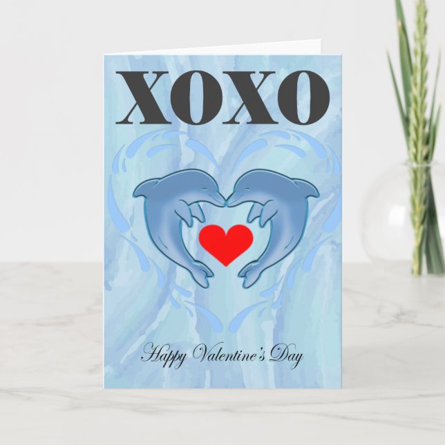 Love Valentines Day xoxo dolphin Card (Front)