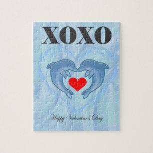 Love Valentines Day xoxo dolphin Jigsaw Puzzle