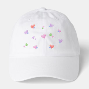 LOVE Valentines Fun Watercolor Hearts Hat