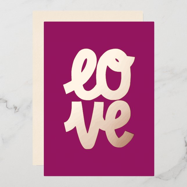 Love Valentines "I love you" Foil Holiday Card (Front/Back)