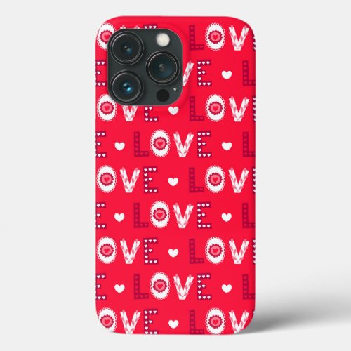 Love Valentines Pattern iPhone 13 Pro Case