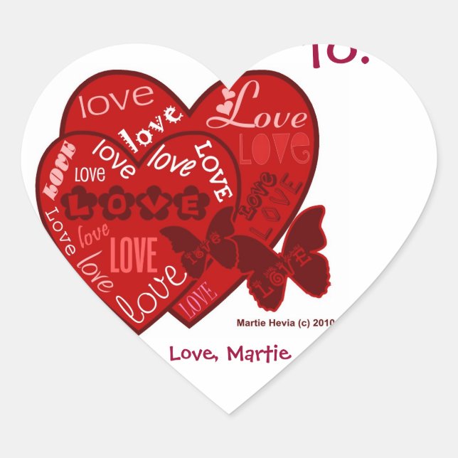 Love Valentine's (Personalize) - Heart Stickers (Front)