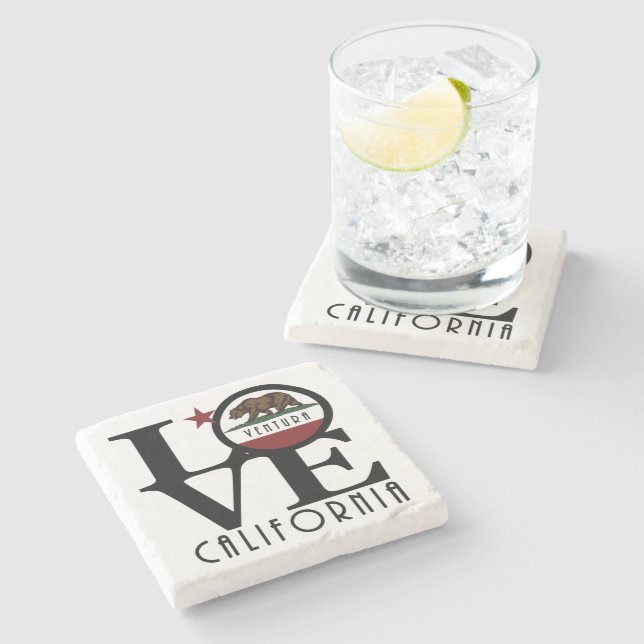 LOVE Ventura California Stone Coaster (Side)