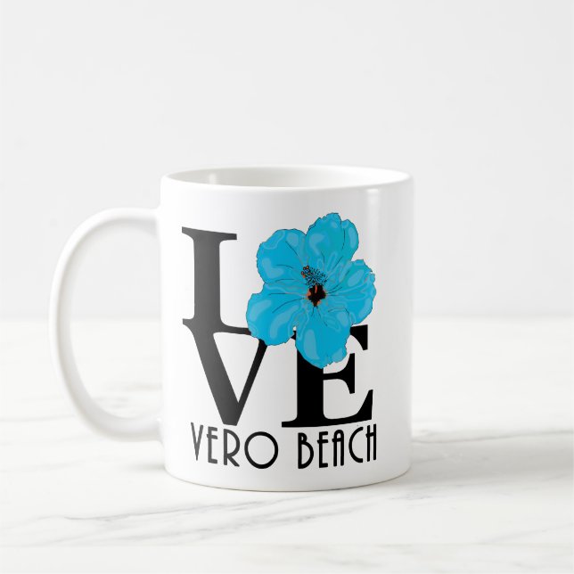 LOVE Vero Beach Blue Hibiscus 11oz Coffee Mug (Left)