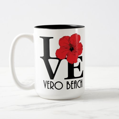 LOVE Vero Beach Red Hibiscus 15oz Two_Tone Coffee Mug