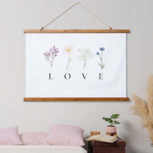 LOVE Vertical Floral Wall Art – Romantic Botanical